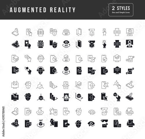 Set of simple icons of Augmented Reality