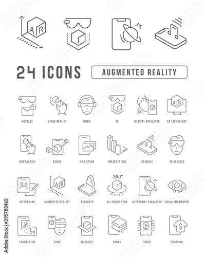 Set of linear icons of Augmented Reality