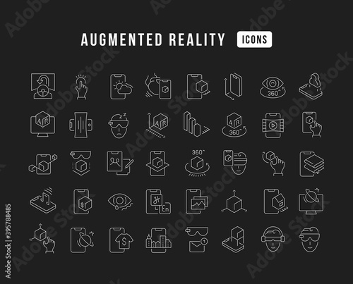 Set of linear icons of Augmented Reality