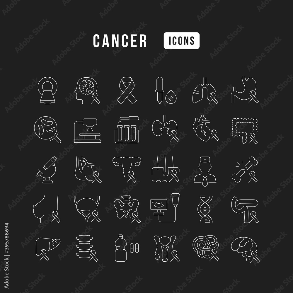 Set of linear icons of Cancer Set of linear icons of Cancer