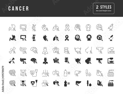 Set of simple icons of Cancer