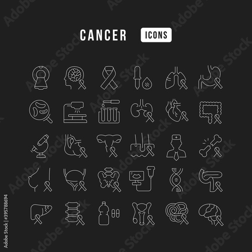 Set of linear icons of Cancer
