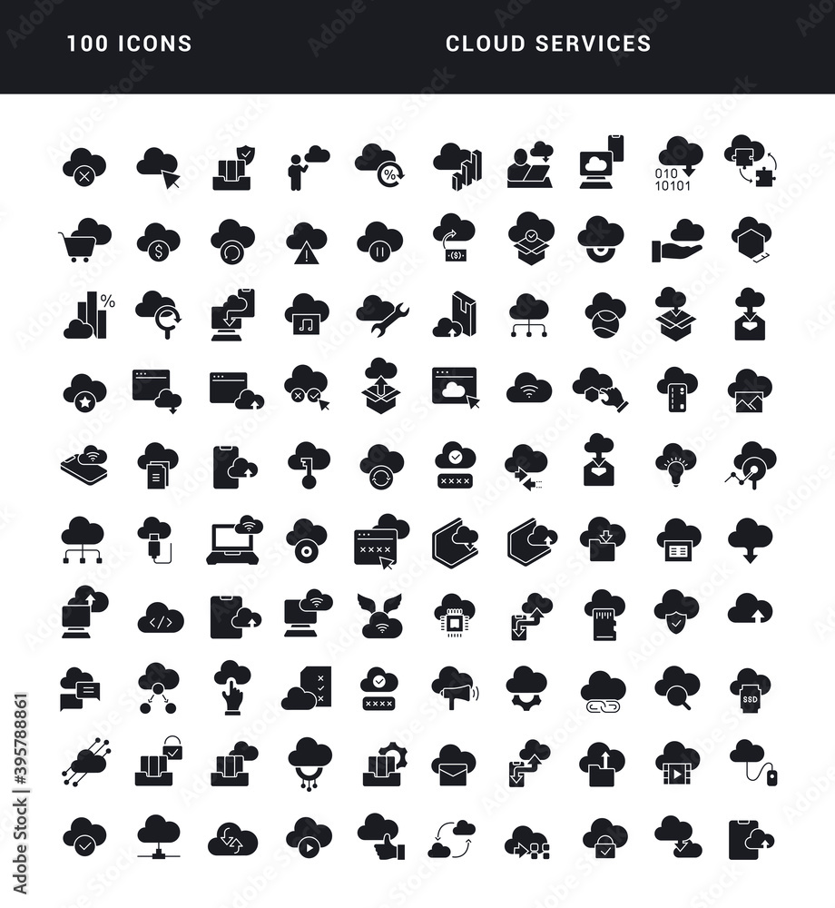 Set of simple icons of Cloud Services Set of simple icons of Cloud Services