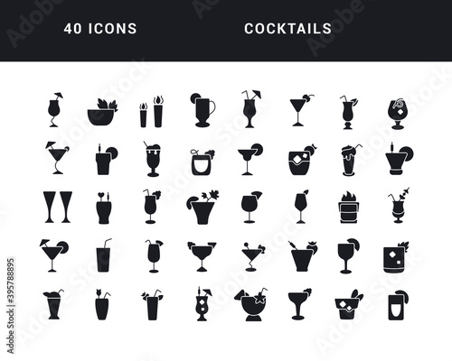 Set of simple icons of Cocktails
