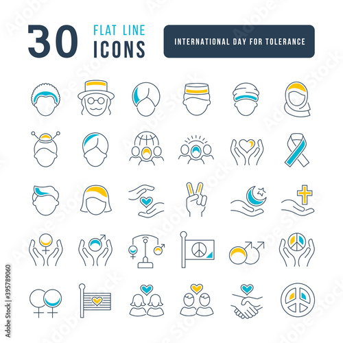 Vector Line Icons of International Tolerance Day