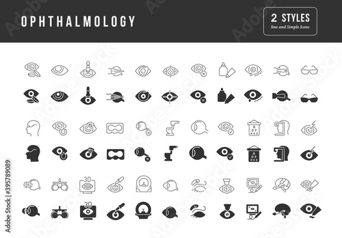 Set of simple icons of Ophthalmology