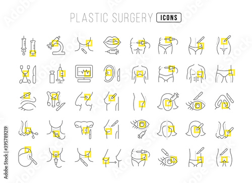 Set of linear icons of Plastic Surgery photo