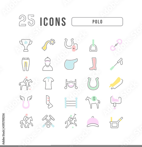 Set of linear icons of Polo