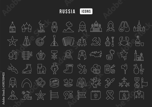 Set of linear icons of Russia