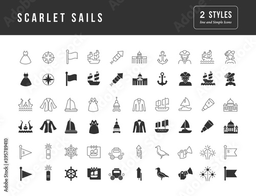 Vector Simple Icons of Scarlet Sails