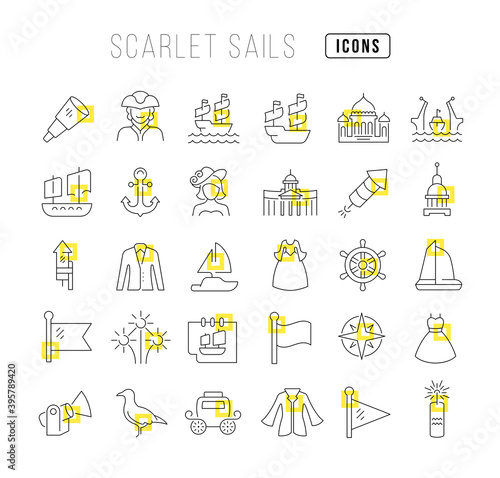 Vector Line Icons of Scarlet Sails