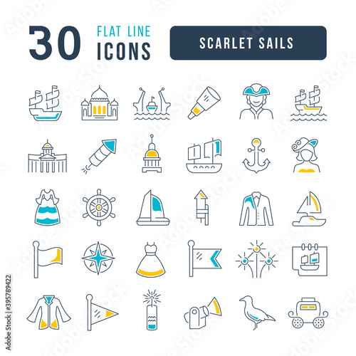 Vector Line Icons of Scarlet Sails