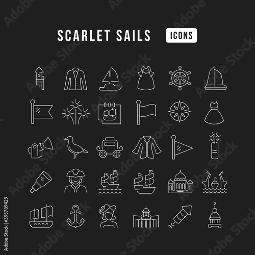 Vector Line Icons of Scarlet Sails