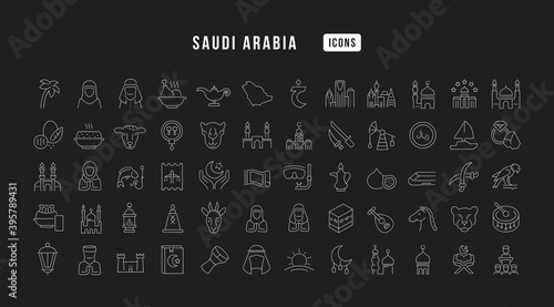 Set of linear icons of Saudi Arabia