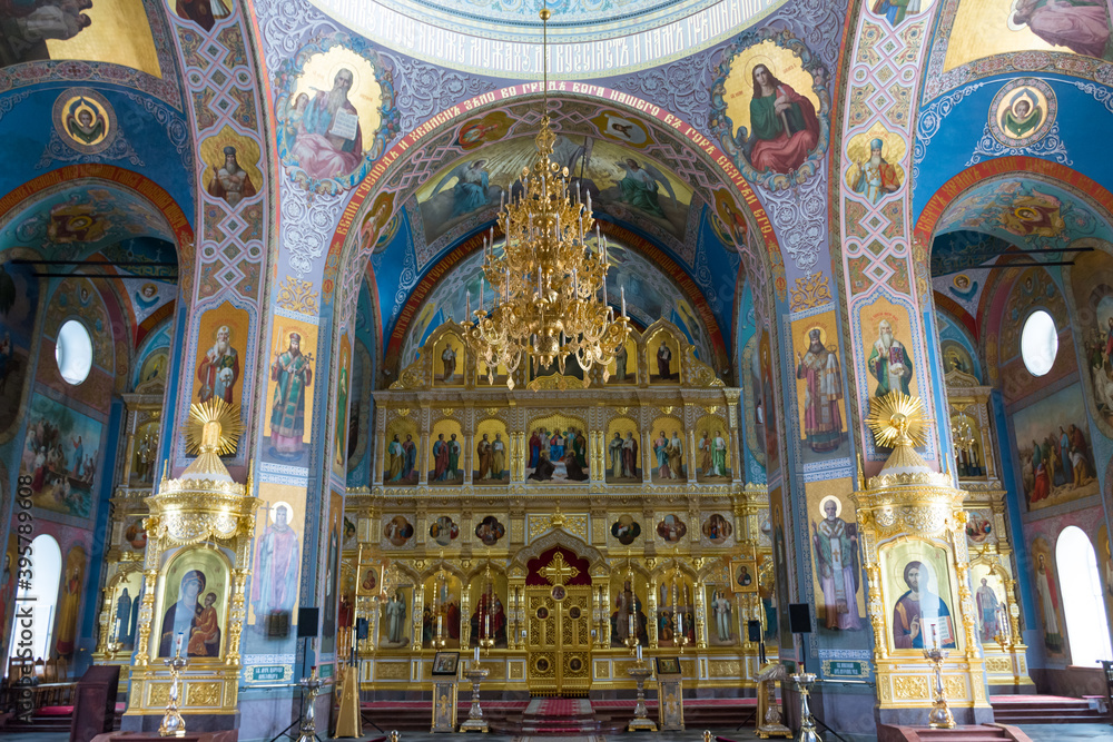 Interior elements of the upper hall of the Transfiguration Cathedral of the Valaam monastery