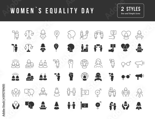 Vector Simple Icons of Women Equality Day