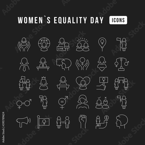 Vector Line Icons of Women Equality Day