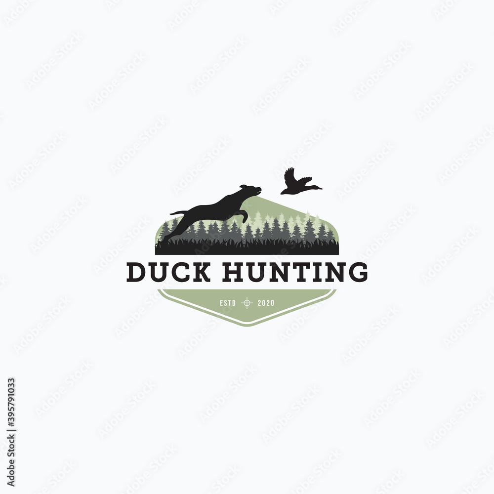 Vector illustration of dog hunt the flying duck good for duck hunting ...