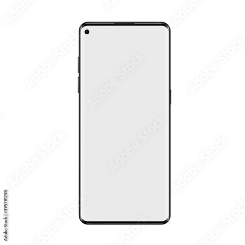 Smartphone realistic mockup vector illustration. Modern outline wireframe smart phone device, trendy portable cellphone gadget with blank white screen and front view isolated on white background