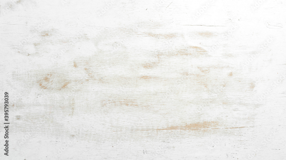 Fototapeta premium White wooden background. Top view. Free copy space.