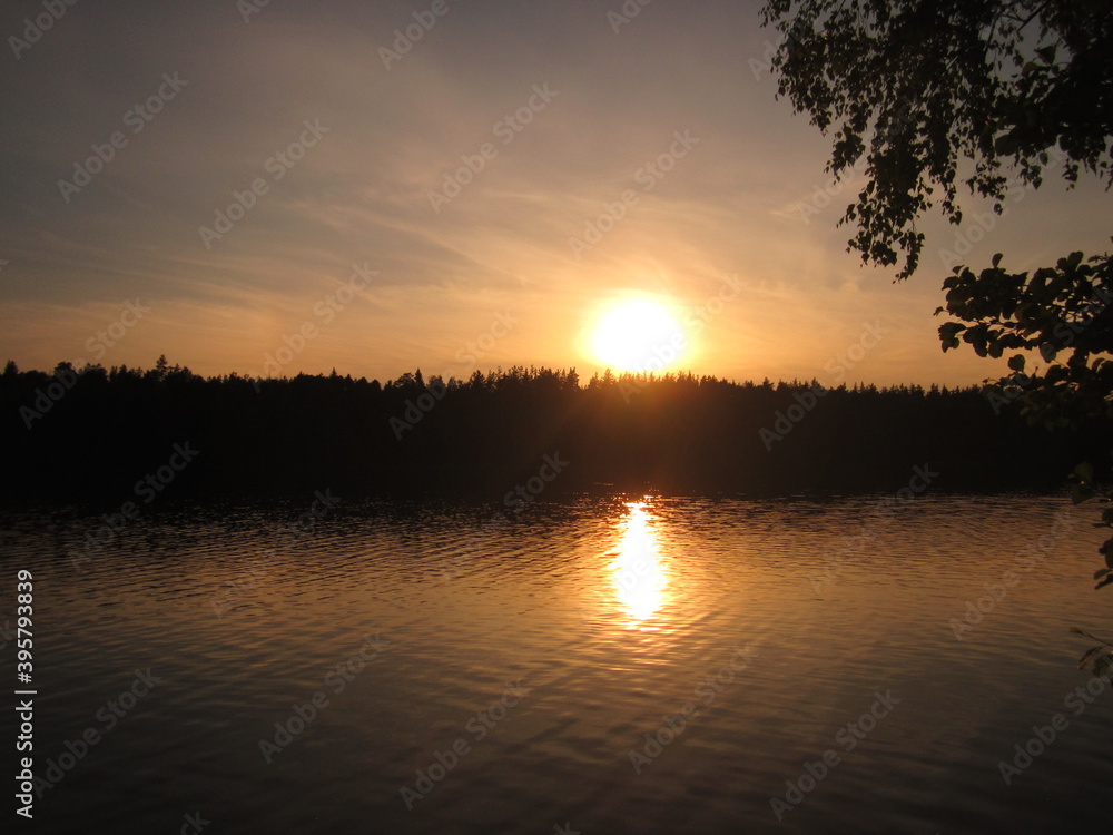 sunset over lake