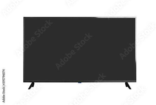 TV 4K flat screen lcd or oled, plasma. Black blank HD monitor isoalted on white.