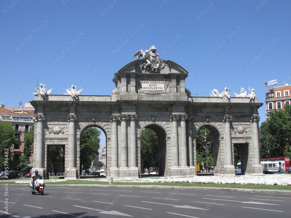 Alcala arch in Downtown Madrid Spain