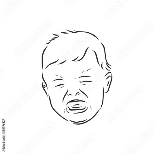 Doodle style crying baby or newborn illustration in vector format. crying baby vector sketch illustration