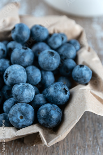 Blueberries on rustic background close-up
