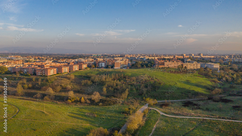 Rome north, aerial landscape of Parco delle Sabine