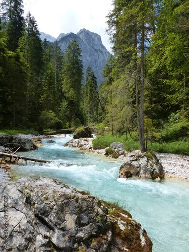River Partnach at canyon Partnachklamm Reintal in Garmisch-Partenkirchen  Bavaria  Germany