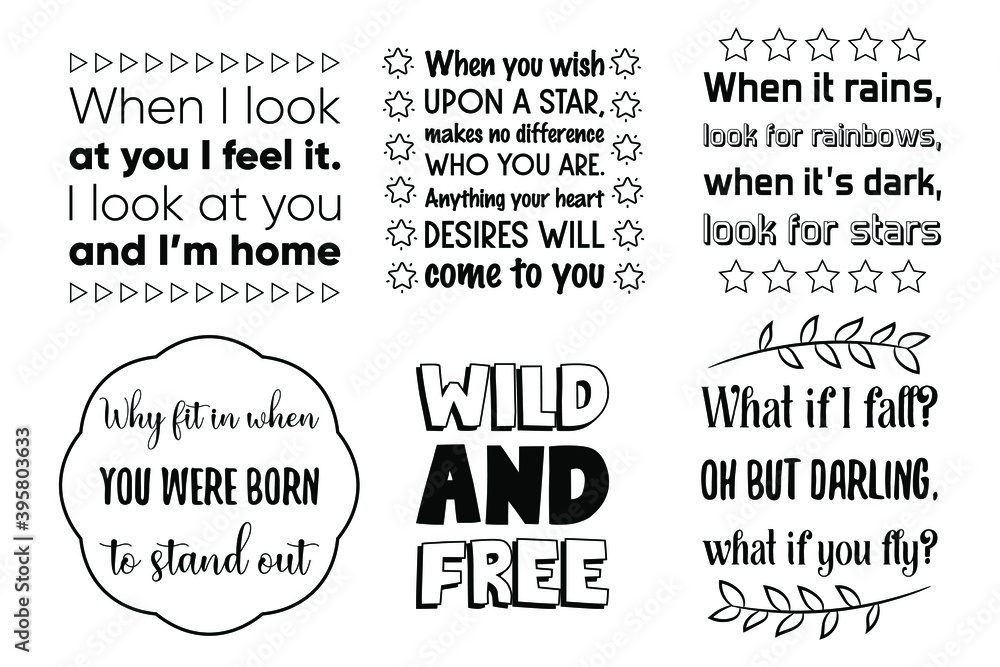 Set of Calligraphy sayings for print. Vector Quotes about Baby, child, kids and parents