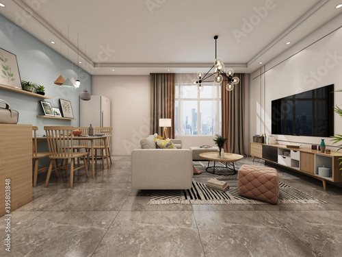 3d render of modern living room interior © esin