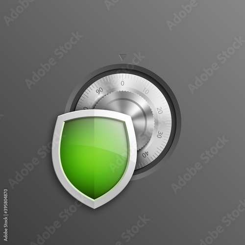 Protection shield strongbox. Safety badge banking. Defense safeguard shield finans icon. Security bank software. Financial shield guard. Privacy Electronic money funds transfer. Deposits investments