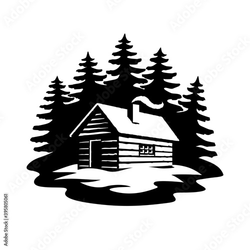 Foto Log Cabin House in The Woods