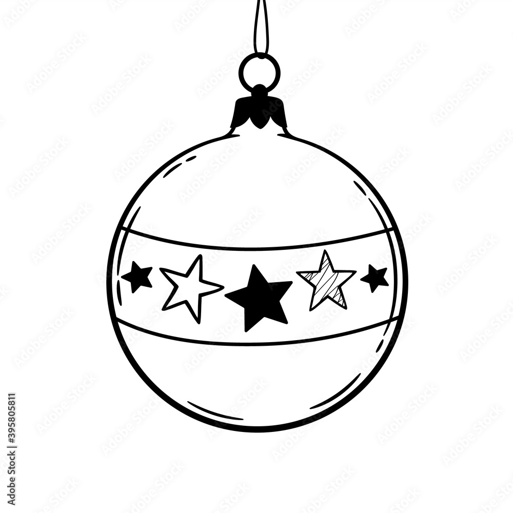 Fototapeta premium round christmas ball with stars pattern