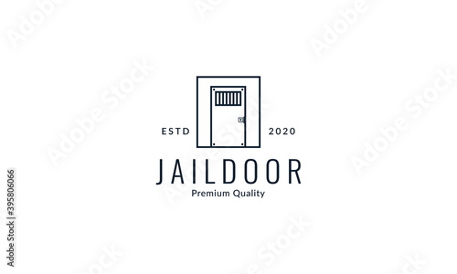 jail cell prison line door logo vector icon design illustration