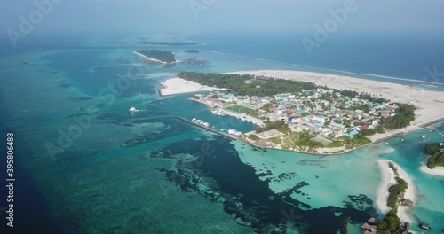 Aerial view of local island Huraa, North Male Atoll, Maldives, Indian Ocean . High quality 4k footage photo