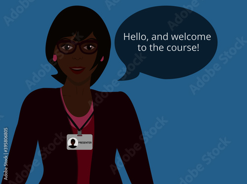 course presenter young modern smart lady vector