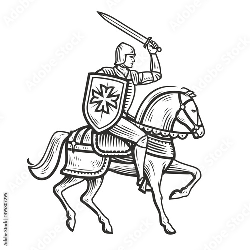 Stampa su Tela Knight in armor on horseback
