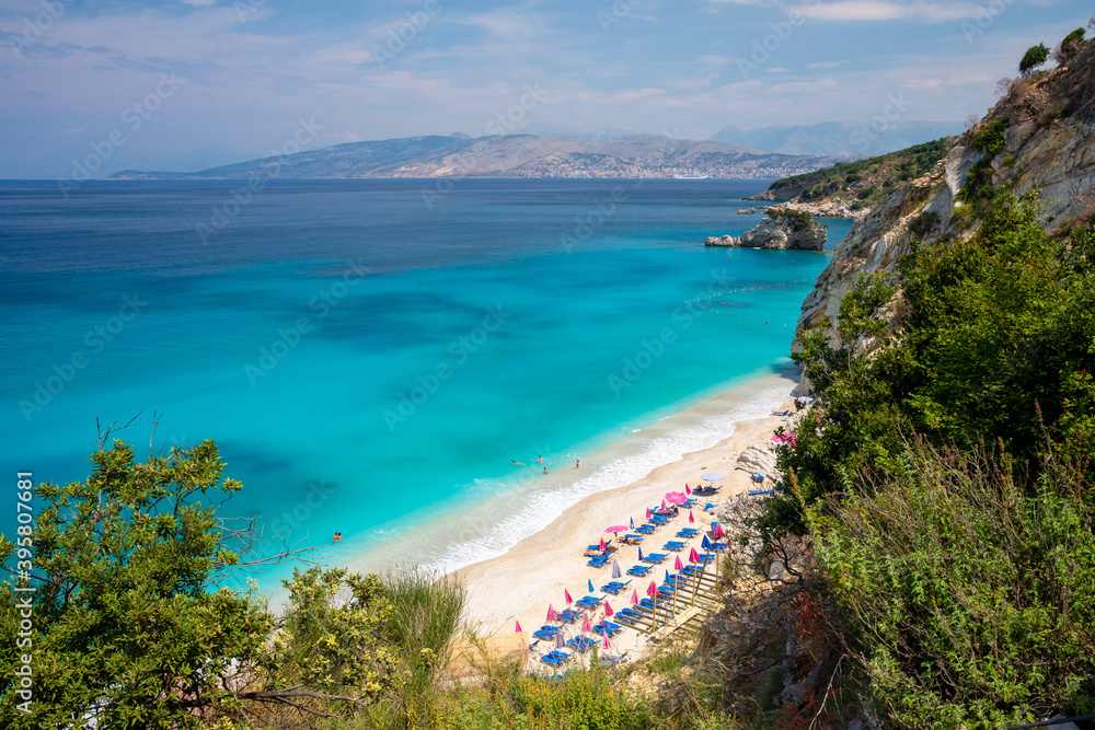 view on paradise beach in Ksamil in Albania