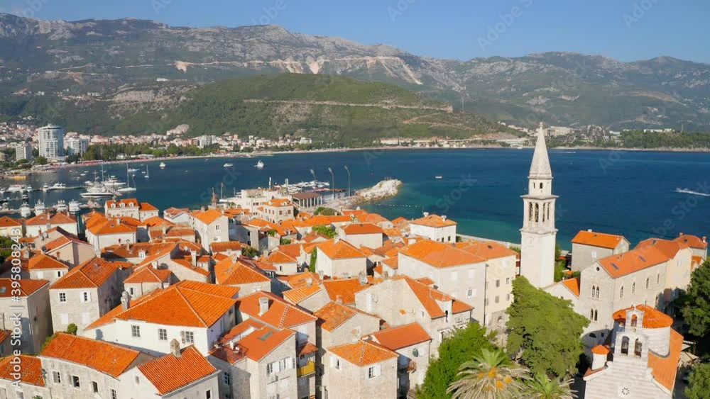 Montenegro, Budva. Aerial view of Budva, the old city (stari grad) of Budva, Montenegro. Jagged coast on the Adriatic Sea. Center of Montenegrin tourism, well-preserved medieval walled city
Montenegro, Budva. Aerial view of Budva, the old city (stari grad) of Budva, Montenegro. Jagged coast on the Adriatic Sea. Center of Montenegrin tourism, well-preserved medieval walled city