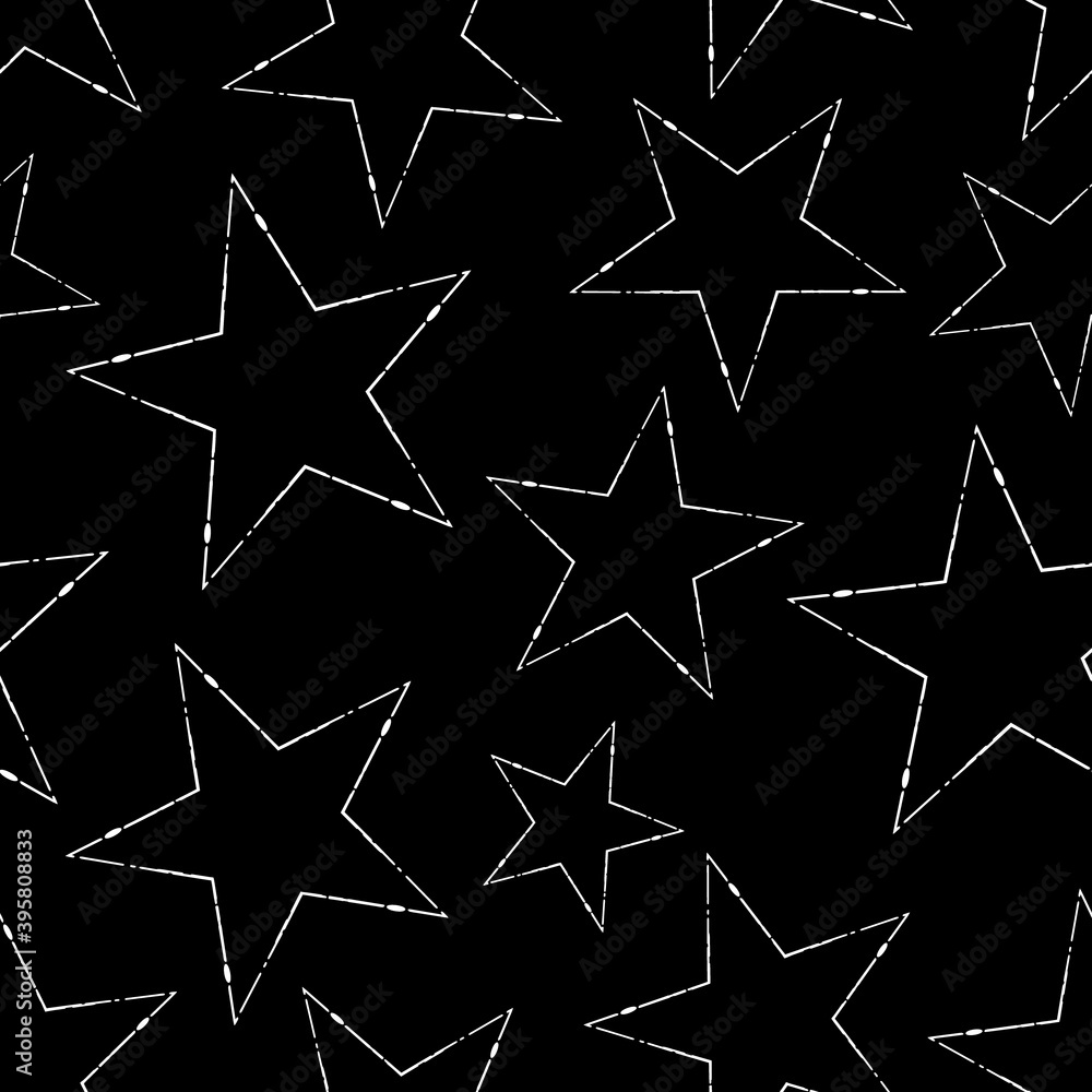 Seamless pattern of white stars on a black background Seamless pattern of white stars on a black background