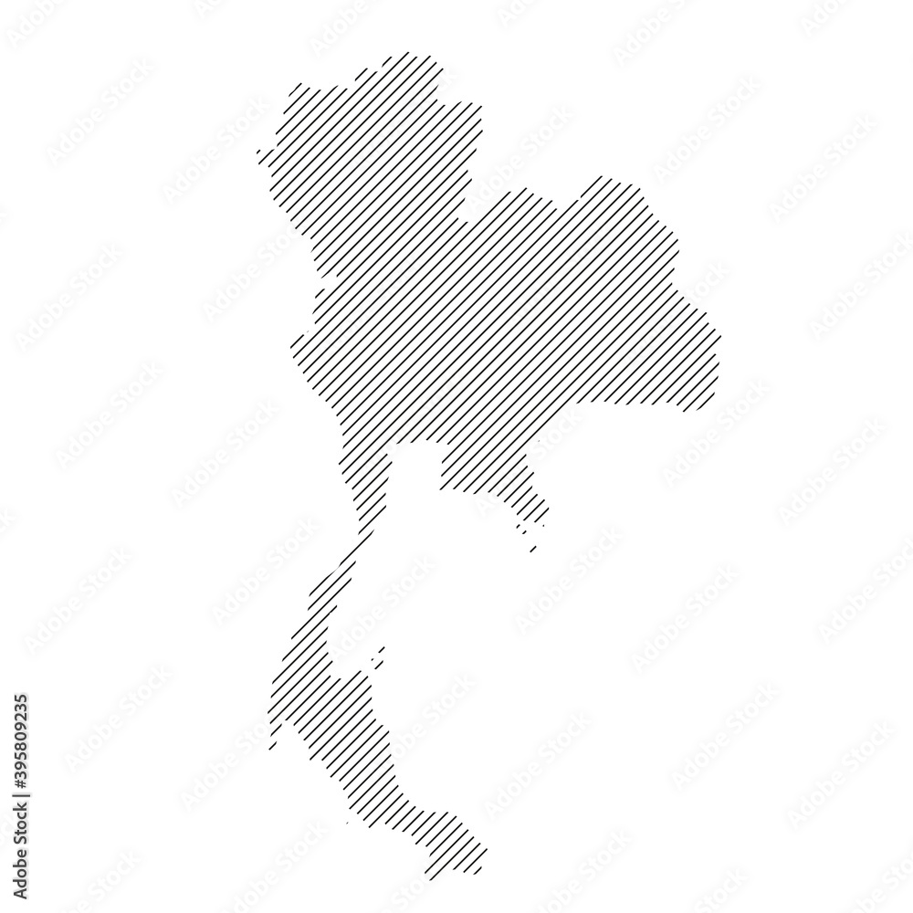 Obraz premium Thailand map from pattern of black slanted parallel lines. Vector illustration.