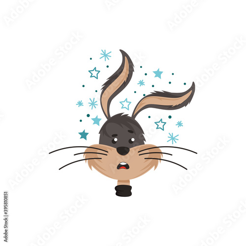 Long Eared Funny Bunny Rabbit Head Showing Frustrated Facial Expression Vector Illustration