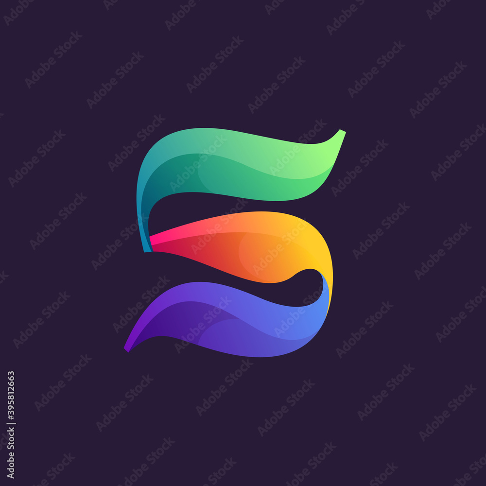Vibrant calligraphy number five logo with colorful gradients. Vibrant calligraphy number five logo with colorful gradients.