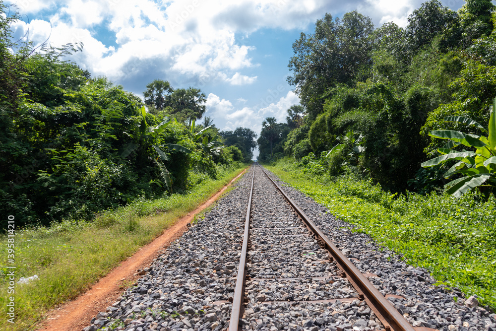 Rails du train de bambou à Battambang, Cambodge Rails du train de bambou à Battambang, Cambodge
