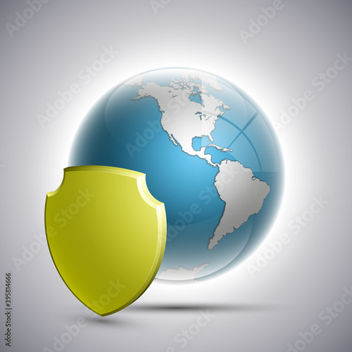 Planet protected icon, Earth for shield. Security World, Peace saved