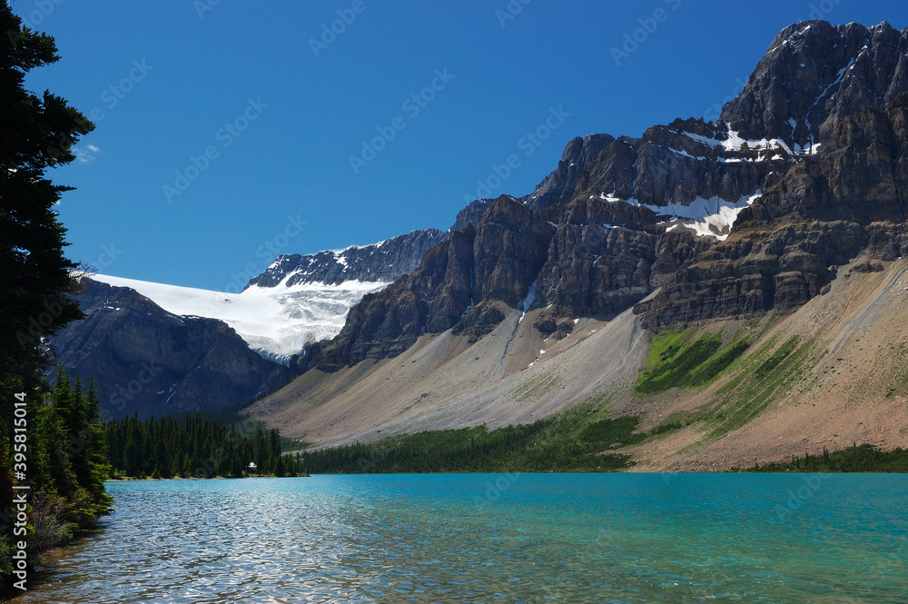 Crowfoot Mountain and Glacier at Bow headwaters Crowfoot Mountain and Glacier at Bow headwaters