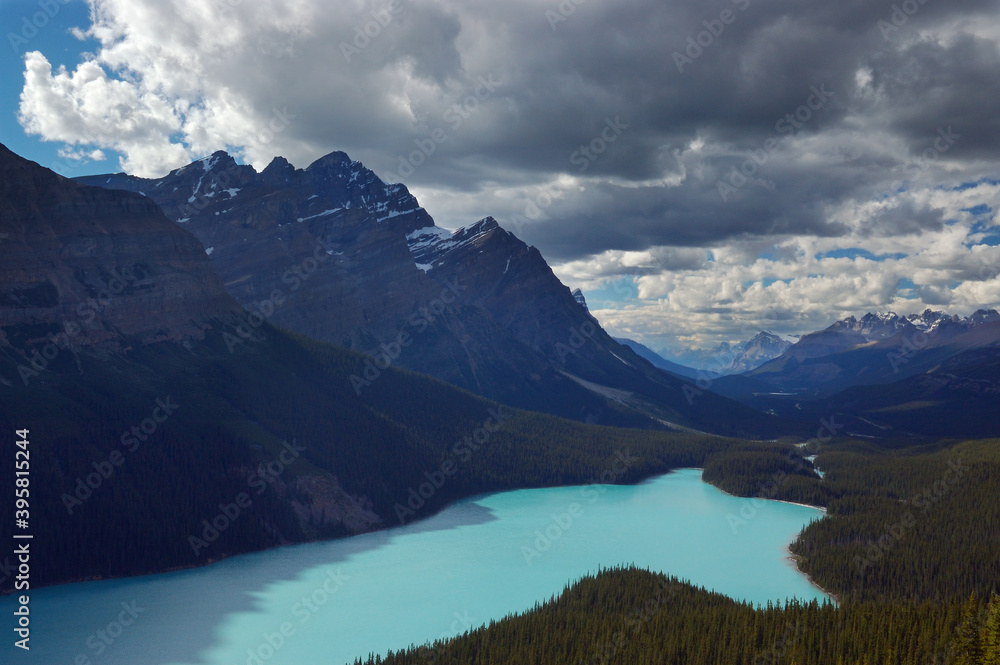 Mount Patterson and Peyto lake in Mistaya Valley